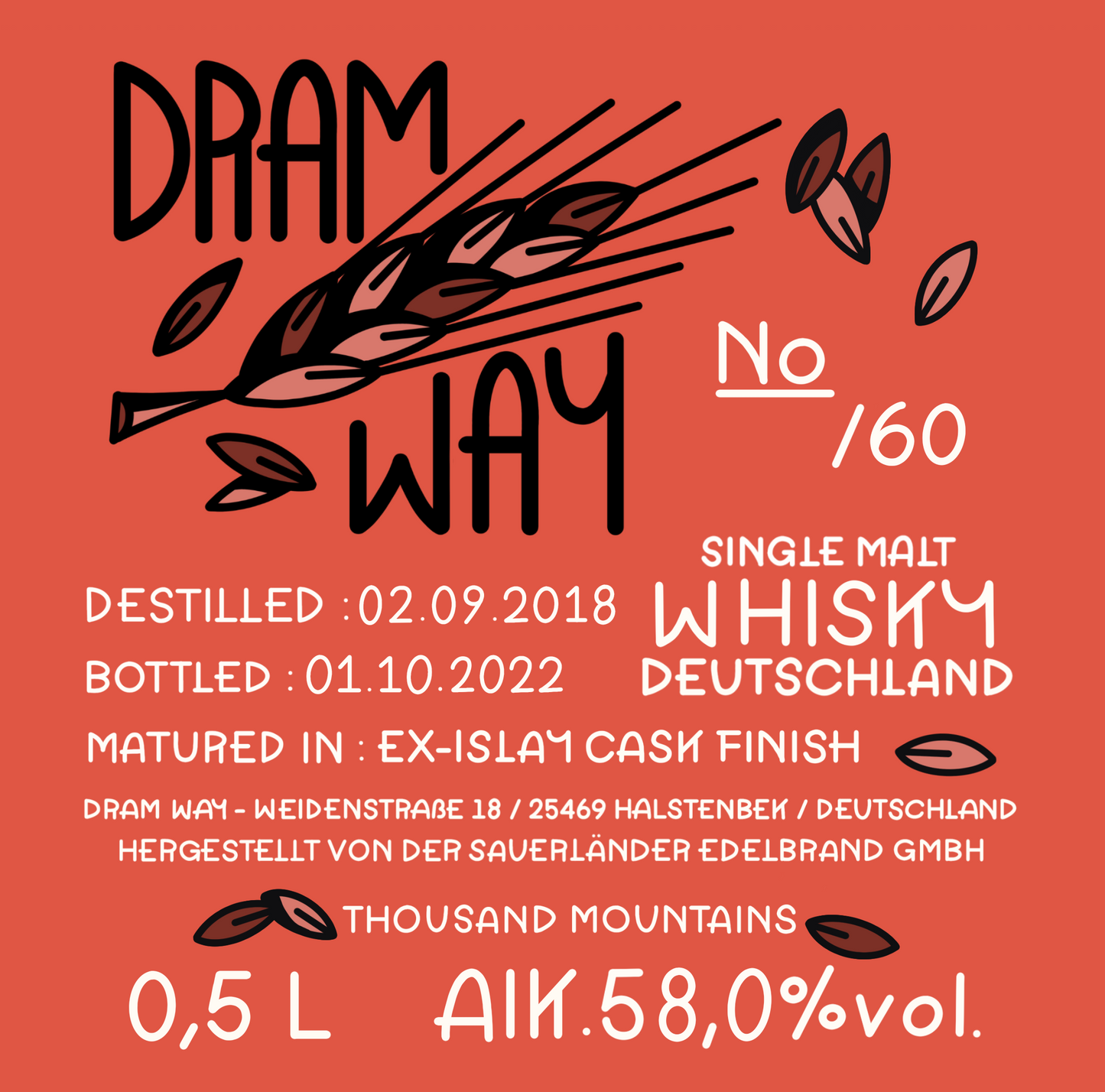 Dram Way 02 Thousand Mountains Ex Islay Cask Etikett